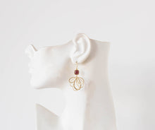 Load image into Gallery viewer, Blue Zircon Crystal Rose Gold Filigree Earrings. December Birthstone.

