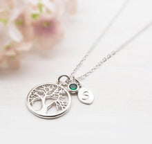 Load image into Gallery viewer, Personalized Family Tree Necklace for MOM, Birthstone Initial Necklace, mothers day Gift for Mom Mother Wife Grandma, Tree Pendant Necklace
