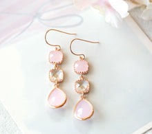 Load image into Gallery viewer, Blush Pink and Clear Crystal Rose Gold Earrings
