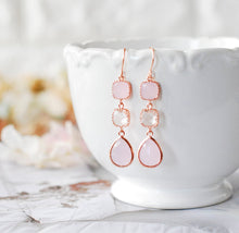 Load image into Gallery viewer, Blush Pink and Clear Crystal Rose Gold Earrings
