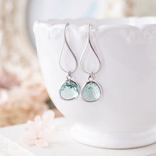 Load image into Gallery viewer, aquamarine blue light blue crystal earrings

