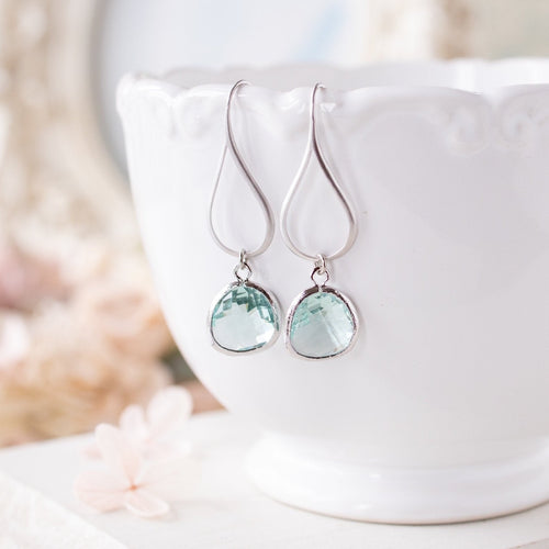 aquamarine blue light blue crystal earrings