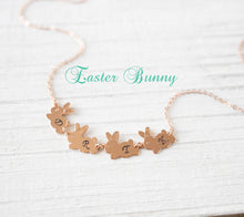 Load image into Gallery viewer, Rose Gold Rabbit Necklace, Bunny Necklace, Initial Necklace, Easter Bunny, Personalized Gift for girls, Gift for daughter granddaughter
