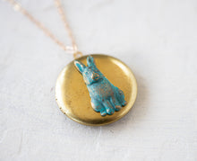 Load image into Gallery viewer, Rabbit Locket, Rabbit Necklace, Bunny Necklace, Customized Jewelry, Personalized Locket, Photo Locket, Gift for Her, Vintage Locket
