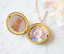 Load image into Gallery viewer, Locket Necklace, Pink Rose Cameo Pendant Necklace, Leaf Wreath Floral Locket, Personalized Christmas Gift for Women, Gift for Mom Girlfriend
