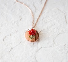 Load image into Gallery viewer, Red Rose Necklace, Rose Gold Locket Necklace, Rose Gold Jewelry, Valentine&#39;s Day for Women, Personalized Gift for Girlfriend Wife Daughter
