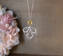 Load image into Gallery viewer, Citrine Necklace, Yellow Topaz Necklace, Yellow Crystal Silver Pendant Necklace, November Birthstone, Yellow Wedding Bridesmaid Gift
