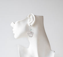 Load image into Gallery viewer, Aqua Mint Blue Silver Ornate Filigree Earrings
