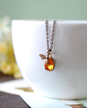 Load image into Gallery viewer, Bee Necklace, Honey Bee Bumble Bee Jewelry, Bee Lover gift, Topaz November Birthstone, gift for her, gift for mom, Christmas gift for her
