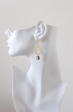 Load image into Gallery viewer, 18KGP Dark Olive Green Gold Laurel Wreath Earrings
