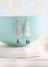 Load image into Gallery viewer, Amethyst Purple Crystal Silver Ladder Earrings
