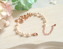 画像をギャラリービューアに読み込む, Rose Gold Bracelet Bridal Bracelet Orchid Flower Cream White Pearls Bracelet Rose Gold Wedding Jewelry Bridesmaid Gift Adjustable Bracelet
