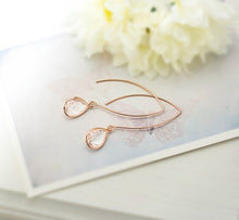 Load image into Gallery viewer, Rose Gold Bridesmaid Earrings, Clear Crystal Drop Earrings, Bridal Earrings, Bridesmaid Gift, April Birthstone, Birthday Gift for women
