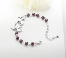 画像をギャラリービューアに読み込む, Plum Marsala Burgundy Wedding Bracelet Silver Bridal Bracelet Bridesmaid Gift Plum Purple Pearls Bracelet Wedding Jewelry Christmas Giftgift
