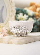 Load image into Gallery viewer, Silver Leaf Hair Comb Bridal Hair Comb Wedding Hair Accessory Silver Leaf Branch Grecian Goddess Hair Comb Woodland Wedding Bridal Hairpiece
