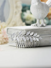 Load image into Gallery viewer, Silver Leaf Hair Comb Bridal Hair Comb Wedding Hair Accessory Silver Leaf Branch Grecian Goddess Hair Comb Woodland Wedding Bridal Hairpiece
