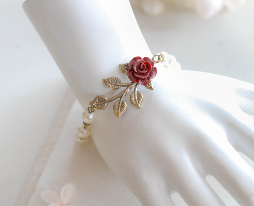 Crystal Flower Watch, Metal bracelet, Red, Rose-gold tone PVD 5552783 -  Jeffrey Jewelry