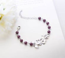 画像をギャラリービューアに読み込む, Plum Marsala Burgundy Wedding Bracelet Silver Bridal Bracelet Bridesmaid Gift Plum Purple Pearls Bracelet Wedding Jewelry Christmas Giftgift
