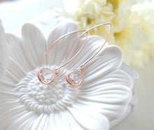 Load image into Gallery viewer, Rose Gold Bridesmaid Earrings, Clear Crystal Drop Earrings, Bridal Earrings, Bridesmaid Gift, April Birthstone, Birthday Gift for women
