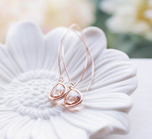 Load image into Gallery viewer, Rose Gold Peach Champagne Earrings, Rose Gold Wedding Bridal Earrings, Peach Wedding Jewelry, Bridal Party Bridesmaid Gift, Gift for Her
