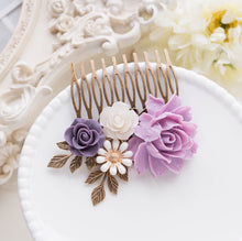 Load image into Gallery viewer, Lavender Purple Wedding Bridal Hair Comb, Vintage Wedding Leaf Branch Floral Hair Accessory, Bridesmaid Gift, Romantic Country Chic Comb
