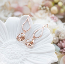 Load image into Gallery viewer, Rose Gold Earrings, Peach Earrings, Peach Champagne Wedding Jewelry, Bridesmaid Earrings, Bridesmaid Gift, Pink gold Earrings, Gift for Her
