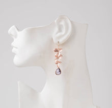 Load image into Gallery viewer, Rose Gold Flower Purple Crystal Earrings
