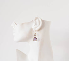 Load image into Gallery viewer, Gray and Purple Earrings Wedding Jewelry Bridal Earrings Maid of Honor Bridesmaid Gift Gift for Her Birthday Gift for Wife Mom Girlfriend
