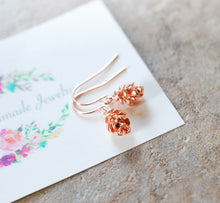 Load image into Gallery viewer, Rose Gold Pinecone Earrings, Pine Cone Earrings, Rose Gold Jewelry, Fall Jewelry, Autumn Jewellery, Gift for mom, Gift for wife
