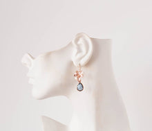 Load image into Gallery viewer, Purple Crystal Rose Gold Orchid Flower Earrings
