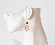 Load image into Gallery viewer, Emerald Green Rose Gold Earrings, Wedding Jewelry, Bridesmaid Earrings, Emerald jewelry, May Birthstone Birthday Gift for wife for Mom
