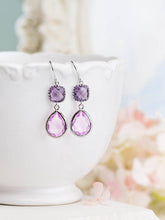 Load image into Gallery viewer, Purple Lilac Earrings, Purple Lilac Wedding Jewelry, Silver Earrings, Bridal Party gift, Bridesmaid Gift, Bridesmaid Earrings,  Gift for her
