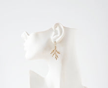 Load image into Gallery viewer, Gold Spruce Tree Leaf Branch Earrings, Fall Earrings, Winter Earrings, Fall Winter Jewelry, Coniferous Evergreen tree, Christmas Tree
