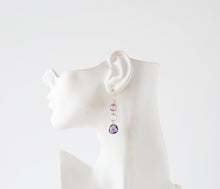 Load image into Gallery viewer, Lavender Purple Clear Crystal Earrings, Purple Lavender Violet Wedding Jewelry, Silver Dangle Earrings, Bridesmaid Gift, Anniversary Gift
