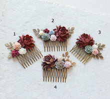 画像をギャラリービューアに読み込む, Fall Wedding Winter Wedding Hair Comb, Country Wedding, Vintage Wedding, Deep Red Maroon Burgundy Bridal Hair Comb, Bridesmaid Gift
