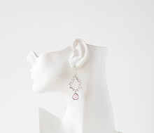 Load image into Gallery viewer, Blush Pink Crystal Silver Laurel Wreath Earrings, Blush Pink Wedding Bridesmaid Earrings
