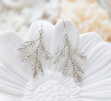 Load image into Gallery viewer, Silver Spruce Tree Leaf Branch Earrings, Fall Earrings, Winter Earrings, Fall Winter Jewelry, Coniferous Evergreen tree, Christmas Tree
