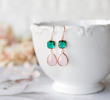 Load image into Gallery viewer, Rose Gold Earrings with colorful Teardrop crystals, Anniversary Gift for wife girlfriend, Birthday Gift for Mom Daughter, Bridesmaid Gift
