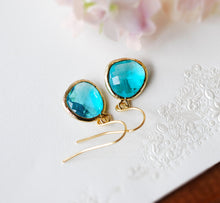 Load image into Gallery viewer, December Birthstone Blue Zircon Earrings in gold, December Birthday Gift for Women, Blue Zircon Jewelry, Birthstone Jewelry, Christmas Gift
