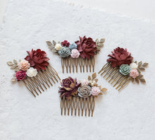 画像をギャラリービューアに読み込む, Fall Wedding Winter Wedding Hair Comb, Country Wedding, Vintage Wedding, Deep Red Maroon Burgundy Bridal Hair Comb, Bridesmaid Gift
