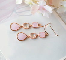 Load image into Gallery viewer, Blush Pink and Clear Crystal Rose Gold Earrings
