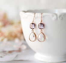 Load image into Gallery viewer, Rose Gold Earrings with colorful Teardrop crystals, Anniversary Gift for wife girlfriend, Birthday Gift for Mom Daughter, Bridesmaid Gift
