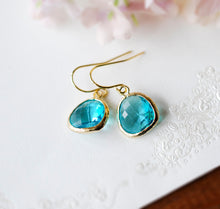 Load image into Gallery viewer, December Birthstone Blue Zircon Earrings in gold, December Birthday Gift for Women, Blue Zircon Jewelry, Birthstone Jewelry, Christmas Gift
