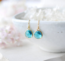 Load image into Gallery viewer, December Birthstone Blue Zircon Earrings in gold, December Birthday Gift for Women, Blue Zircon Jewelry, Birthstone Jewelry, Christmas Gift
