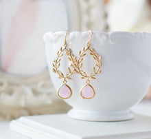 Load image into Gallery viewer, Blush Pink Gold Laurel Wreath Earrings
