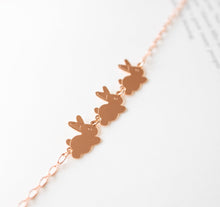 Load image into Gallery viewer, Bunny Bracelet, Rose Gold Rabbit Bracelet, Easter Bunny, Easter Jewelry for girls kids, Gift for Women, Gift for bunny lover rabbit lover
