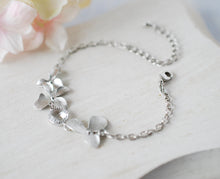 Load image into Gallery viewer, Silver Orchid Flower Clear Crystal Bridal Bracelet, Adjustable, Silver Wedding Jewelry, Bridesmaid Gift, Flower Girl Maid of Honor Gift
