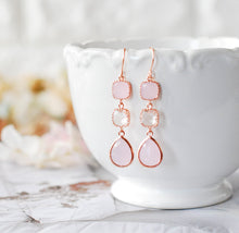 Load image into Gallery viewer, Blush Pink and Clear Crystal Rose Gold Earrings
