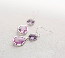 Load image into Gallery viewer, Purple Lilac Earrings, Purple Lilac Wedding Jewelry, Silver Earrings, Bridal Party gift, Bridesmaid Gift, Bridesmaid Earrings,  Gift for her
