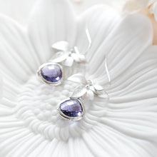 Load image into Gallery viewer, Purple Earrings, Silver Orchid Flower Earrings, Violet Lavender, Purple Wedding Bridesmaid Earrings, February birthstone Amethyst
